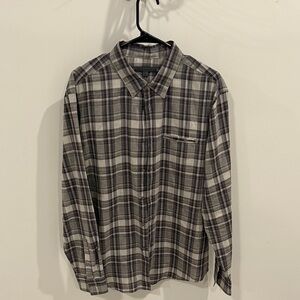 John Varvatos Gray Plaid Button-Down Shirt